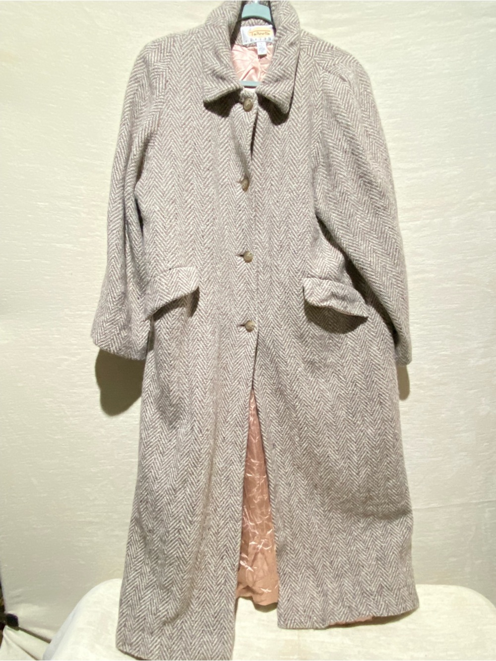 Talbots Light Gray Herringbone Trench Coat